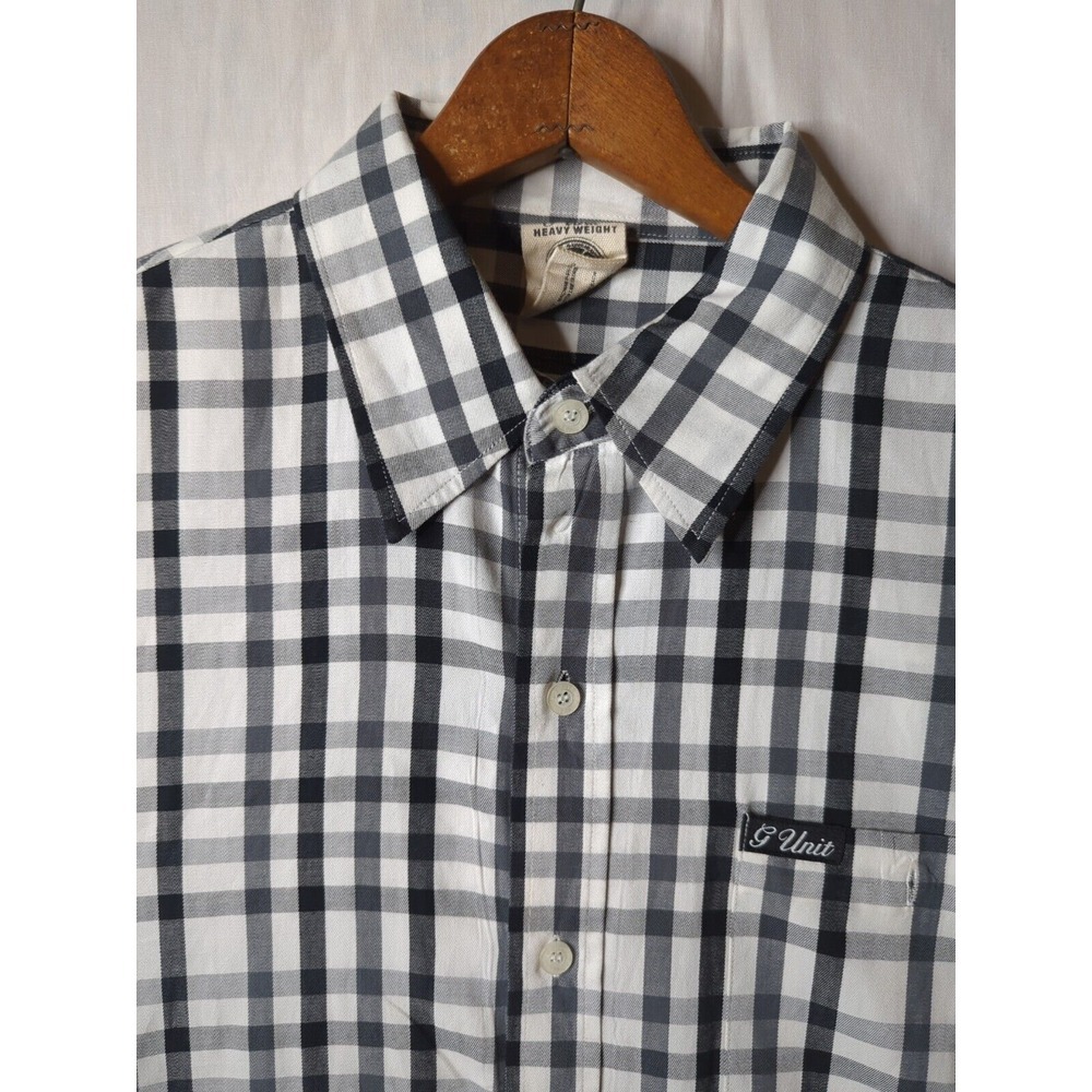 G Unit Heavy Weight Long Sleeve Button Up Shirt Mens Size 2XB Plaid Vintage Y2K!